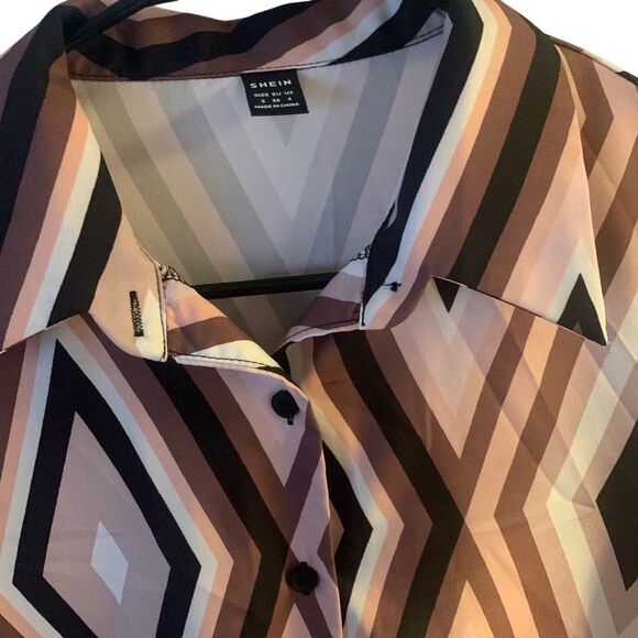 Pre Owned Women’s SHEIN Long Sleeve Blouse Top Geometric Sz Sm Fashion Comfort - Picture 6 of 8